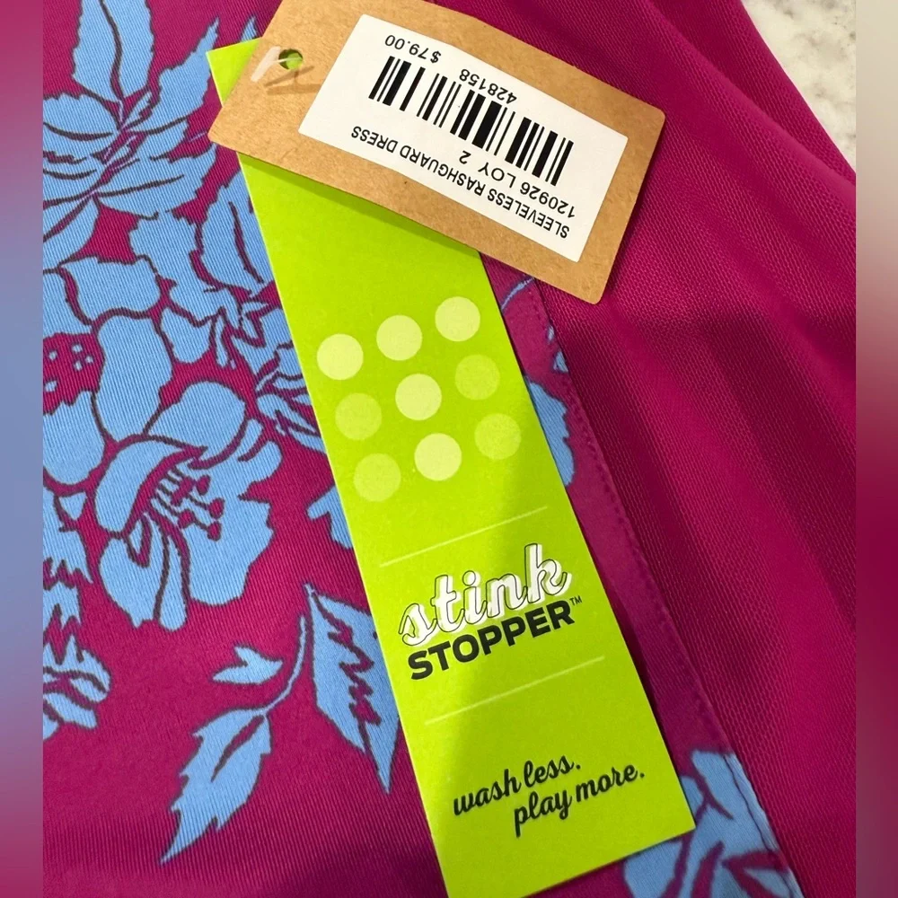 NEW Title Nine Sunbuster Rashguard Dress Magenta Floral Cap Sleeve UPF 50 Sz‎ M - Picture 10 of 10